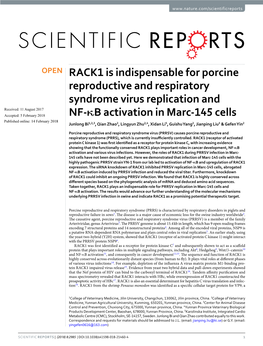 RACK1 Is Indispensable for Porcine Reproductive and Respiratory