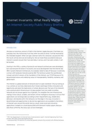 Internet Invariants: What Really Matters an Internet Society Public Policy Briefing