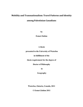 Mobility and Transnationalism: Travel Patterns and Identity