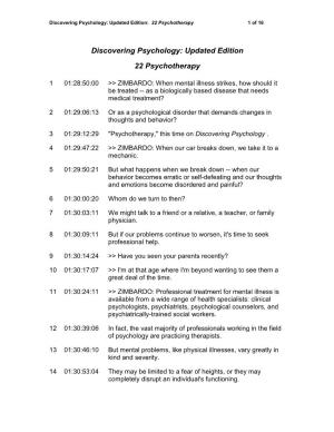 Discovering Psychology, Psychotherapy Transcript