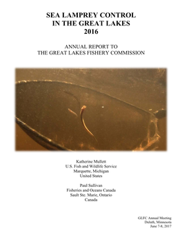 Sea Lamprey Control in the Great Lakes 2016