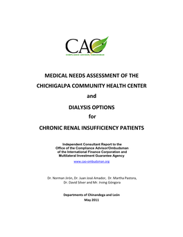 Evaluación De Necesidades Médicas Del Centro De Salud De Chichigalpa