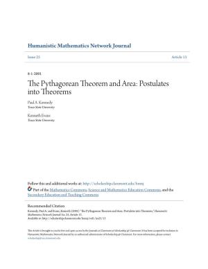 The Pythagorean Theorem and Area: Postulates Into Theorems Paul A