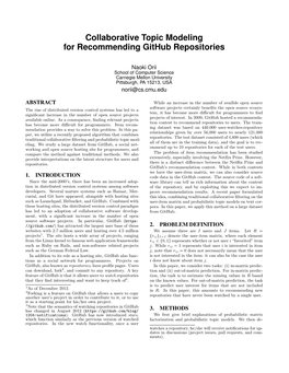 Collaborative Topic Modeling for Recommending Github Repositories