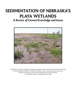 Sedimentation of Nebraska's Playa Wetlands