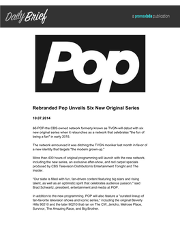 Rebranded Pop Unveils Six New Original Series