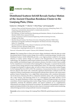 Distributed Scatterer Insar Reveals Surface Motion of the Ancient Chaoshan Residence Cluster in the Lianjiang Plain, China