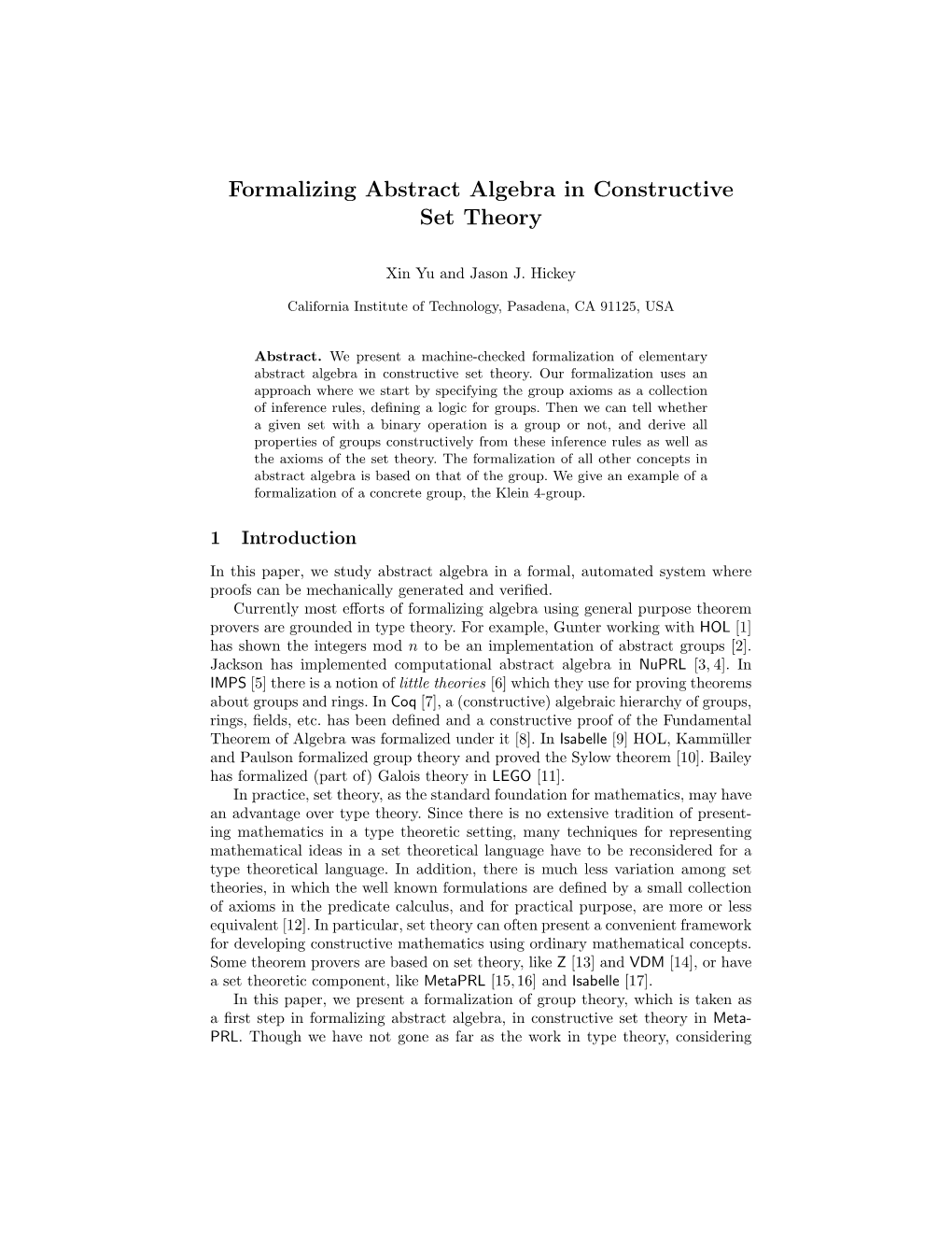 Formalizing Abstract Algebra in Constructive Set Theory