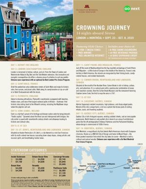 CROWNING JOURNEY 14 Nights Aboard Sirena LONDON to MONTRÉAL • SEPT