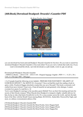 [460.Book] Download Deadpool: Dracula's Gauntlet PDF