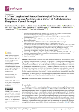 A 2-Year Longitudinal Seroepidemiological Evaluation of Toxoplasma Gondii Antibodies in a Cohort of Autochthonous Sheep from Central Portugal
