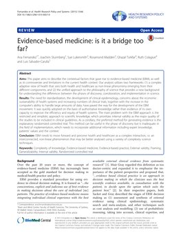 Evidence-Based Medicine: Is It a Bridge Too Far?