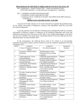 Proceedings of the Deputy Director of Panchayats