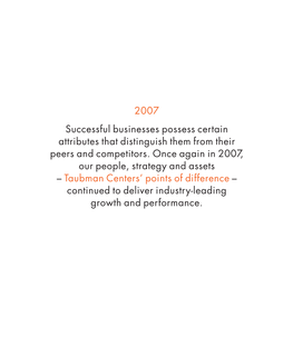 2007 Successful Businesses Possess Certain Attributes That Distinguish Them from Their Peers and Competitors