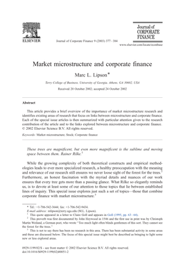 Market Microstructure and Corporate Finance