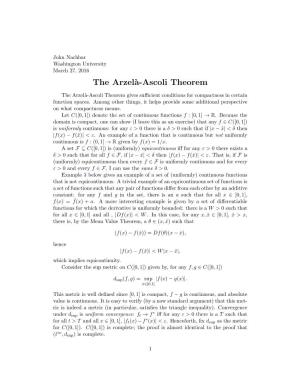 The Arzel`A-Ascoli Theorem