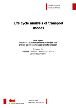 Life Cycle Analysis of Transport Modes