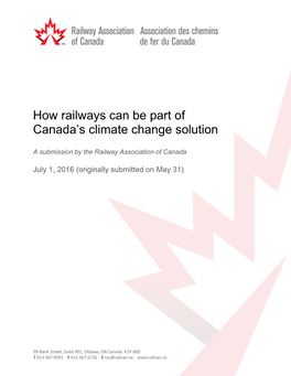 How Railways Can Be Part of Canada's Climate Change Solution