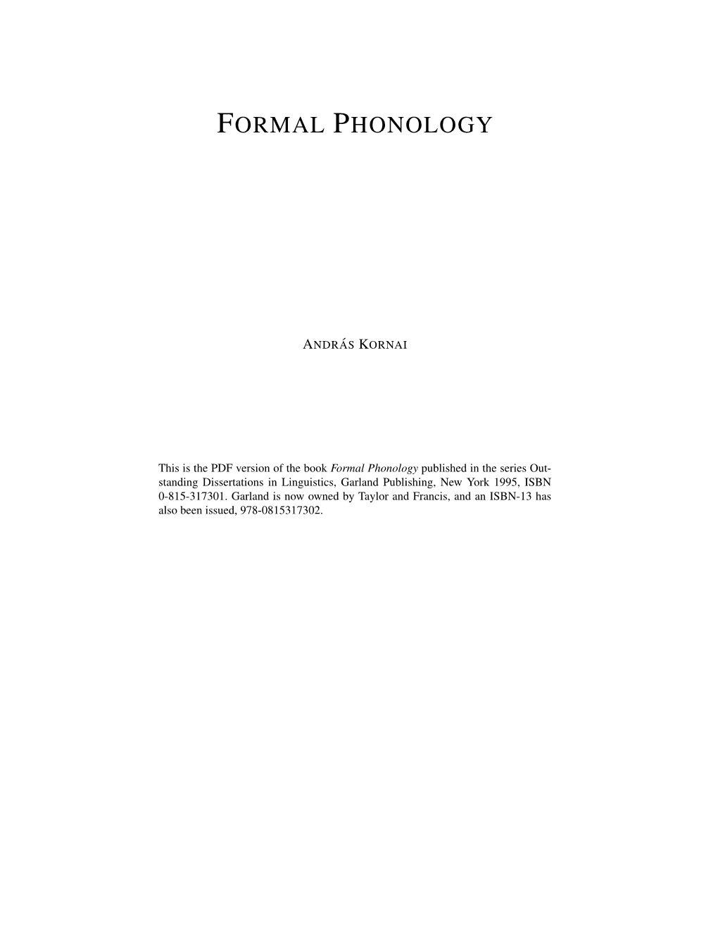 Formal Phonology
