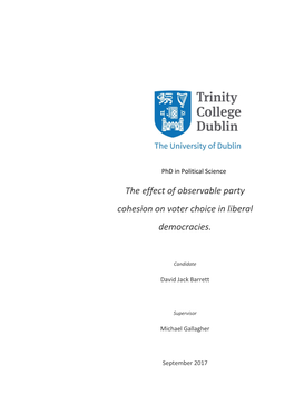 The Effect of Observable Party Cohesion on Voter Choice in Liberal Democracies