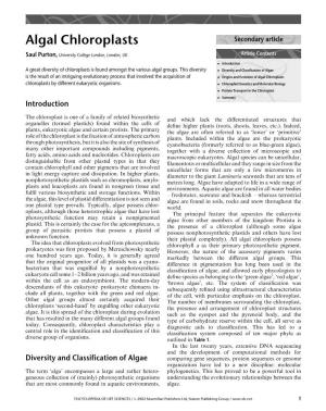 Algal Chloroplasts Secondary Article