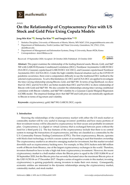 On the Relationship of Cryptocurrency Price with US Stock and Gold Price Using Copula Models