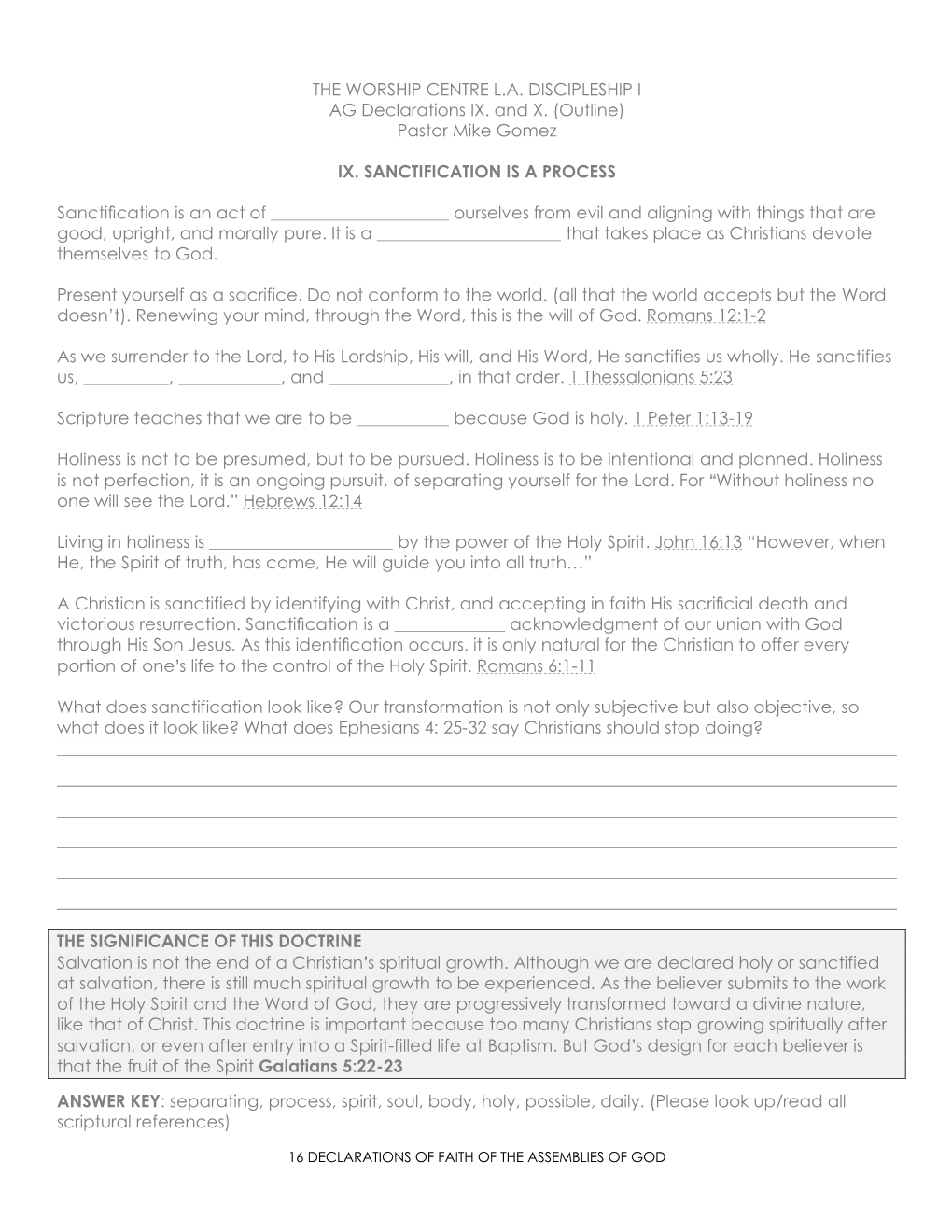 Discipleship I Outline IX and X Final