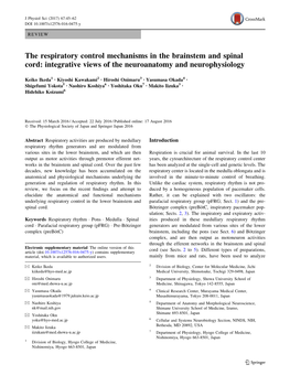 The Respiratory Control Mechanisms in the Brainstem and Spinal Cord: Integrative Views of the Neuroanatomy and Neurophysiology