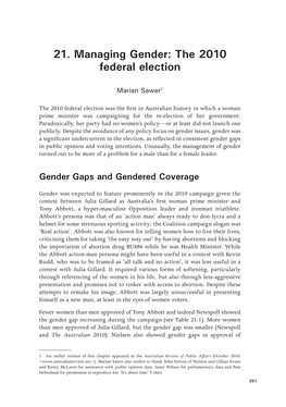 Managing Gender: the 2010 Federal Election