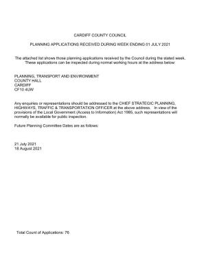Cardiff County Council Planning Applications