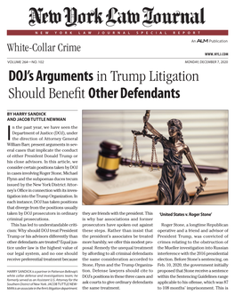 Doj's Arguments in Trump Litigation Should Benefit Other Defendants