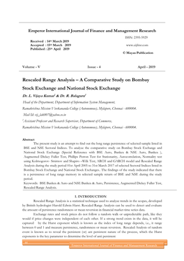 A Comparative Study on Bombay Stock Exchange and National Stock Exchange Dr