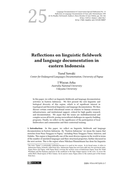 Reflections on Linguistic Fieldwork and Language Documentation in Eastern Indonesia