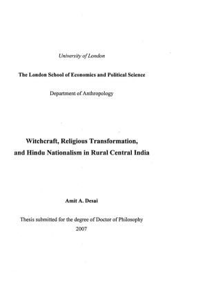 Witchcraft, Religious Transformation, and Hindu Nationalism in Rural Central India