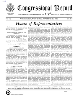 Congressional Record United States Th of America PROCEEDINGS and DEBATES of the 114 CONGRESS, SECOND SESSION