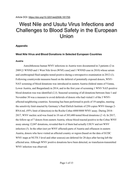 West Nile and Usutu Virus Infections and Challenges to Blood Safety in the European Union