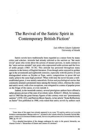 The Revival of the Satiric Spirit in Contemporary British Fiction1