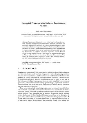 Integrated Framework for Software Requirement Analysis