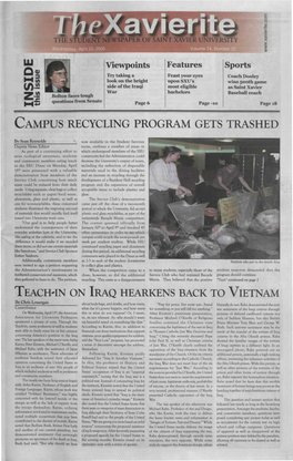 Campus Recycling Program Gets Trashed Teach-In on Iraq Hearkens Back to Vietnam