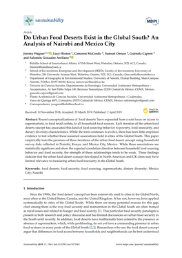Do Urban Food Deserts Exist in the Global South? an Analysis of Nairobi and Mexico City