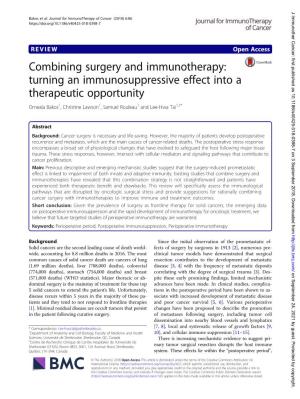 Combining Surgery and Immunotherapy: Turning an Immunosuppressive Effect Into a Therapeutic Opportunity