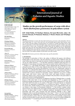 Studies on the Growth Performance of Carps with Silver Barb (Barbonymus