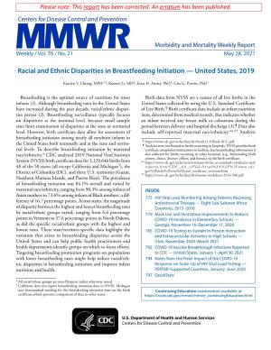 MMWR, Volume 70, Issue 21 — May 28,2021