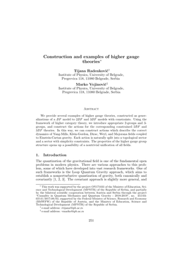 Construction and Examples of Higher Gauge Theories∗