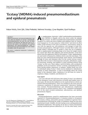 'Ecstasy'(MDMA)-Induced Pneumomediastinum and Epidural