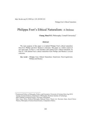 Philippa Foot's Ethical Naturalism