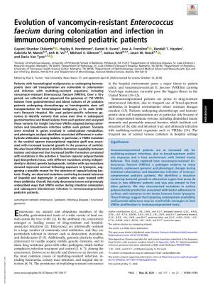 Evolution of Vancomycin-Resistant Enterococcus Faecium During Colonization and Infection in Immunocompromised Pediatric Patients