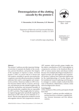 Downregulation of the Clotting Cascade by the Protein C