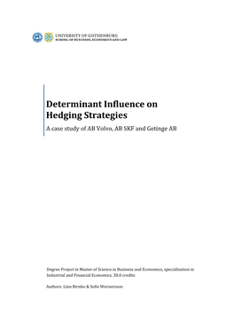Determinant Influence on Hedging Strategies