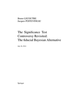 The Significance Test Controversy Revisited: the Fiducial Bayesian